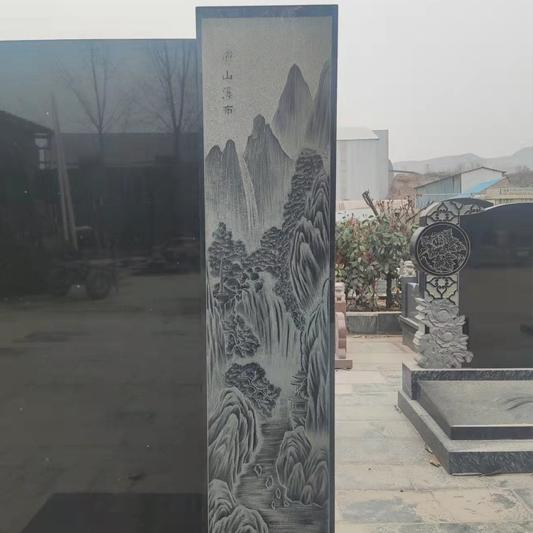 金弘石材 山西黑墓碑 陵園墓碑農(nóng)村雙人碑 墓葬石碑 黑色花崗巖