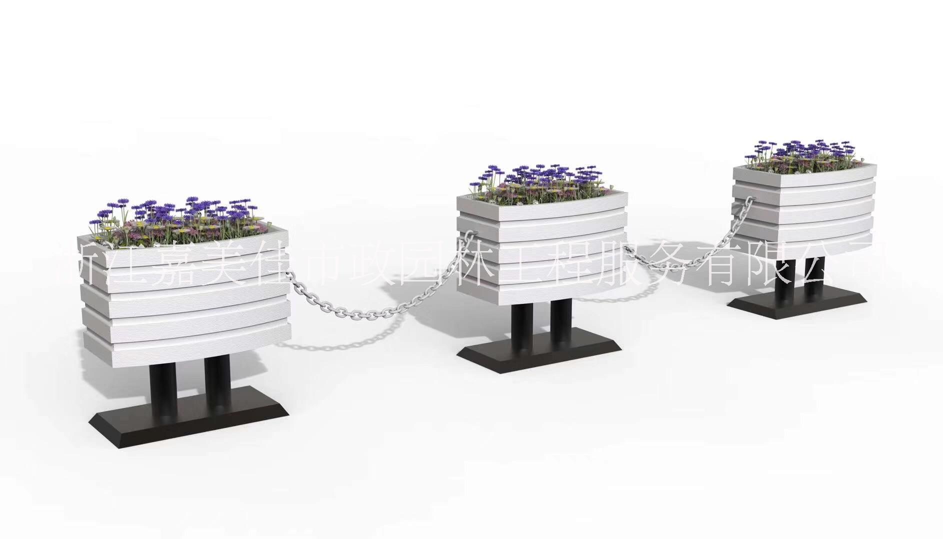 一桶一鏈花箱廠家定制戶外一桶一鏈pvc花箱地面隔離花槽 大花盆鋁合金護欄