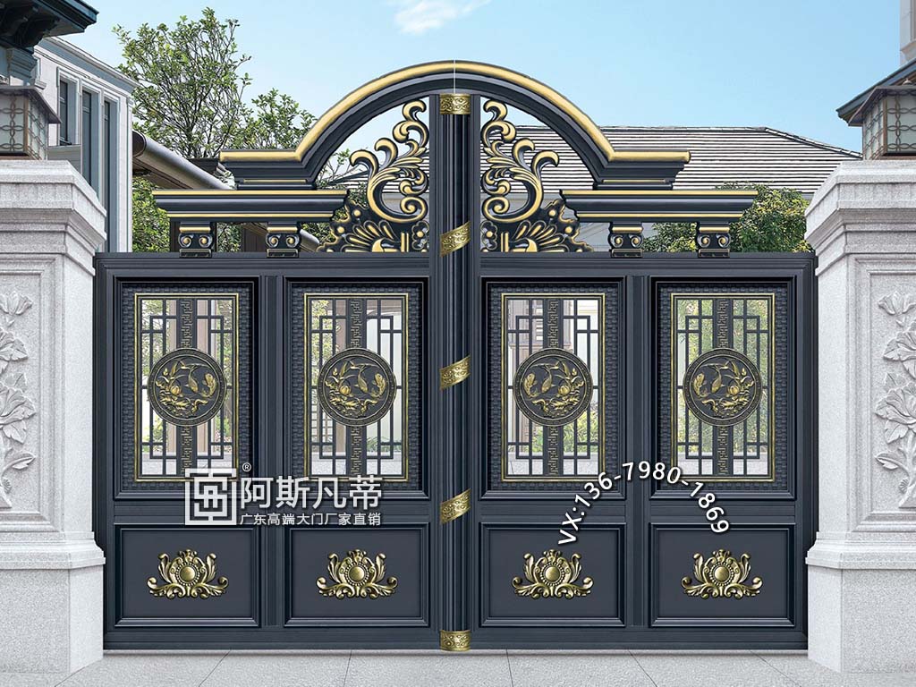 金華鋁藝護(hù)欄別墅圍墻大門圖片別墅門