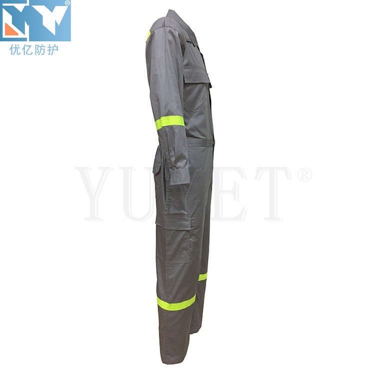 深圳廠家直銷夏季全棉阻燃連體防護工裝定做純棉防火夏裝連體工作服  夏季阻燃連體服