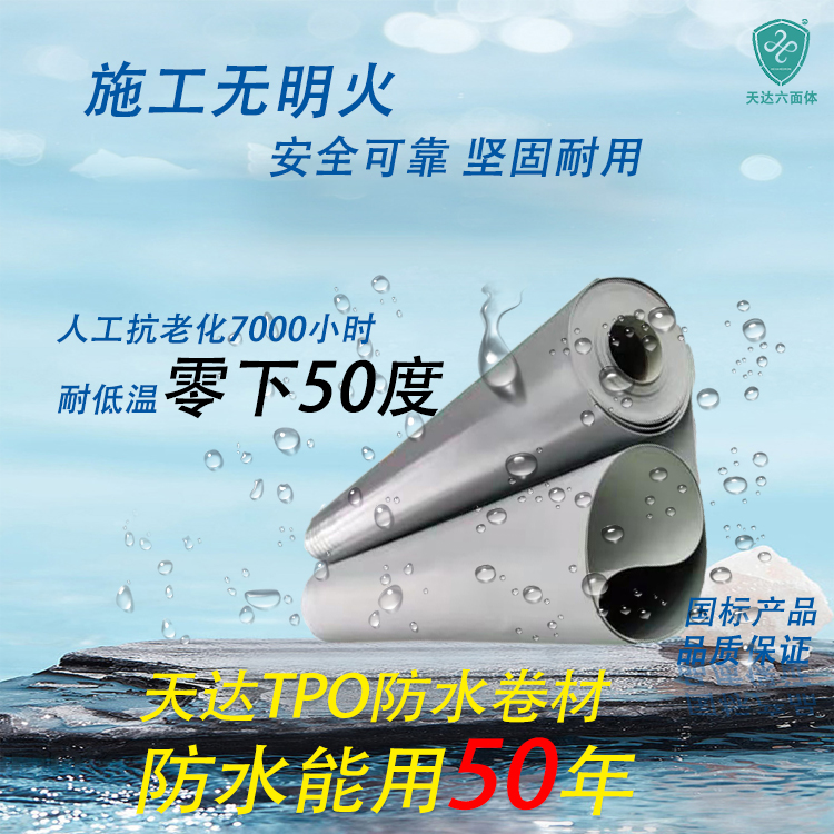 空鋪1.5mm高分子TPO特殊造型屋頂防水材料P型加強(qiáng)筋外漏