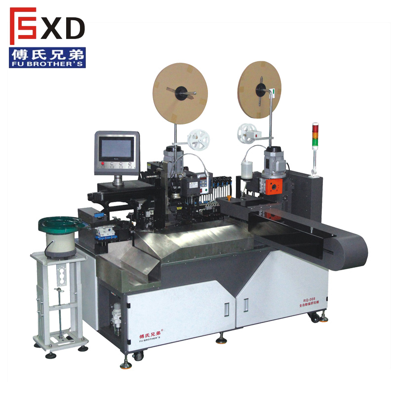 雙頭打端單頭穿膠殼機(jī)全自動插膠殼端子機(jī)多孔穿殼打端壓接沾錫機(jī)