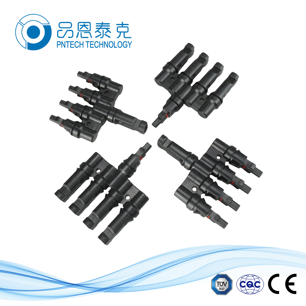 太陽能光伏連接器 四匯一T型光伏連接器 PV004-T4防塵抗紫外線 品恩泰克