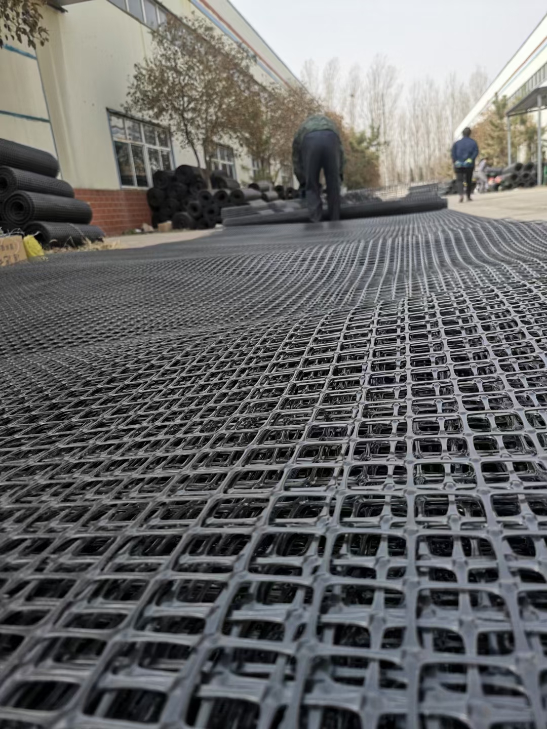 舊路翻新玻纖格柵施工 80-80玻纖格柵