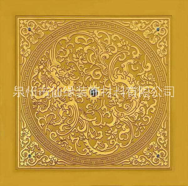 仙緣裝飾寺廟PU平雕雙鳳環(huán)保吊頂