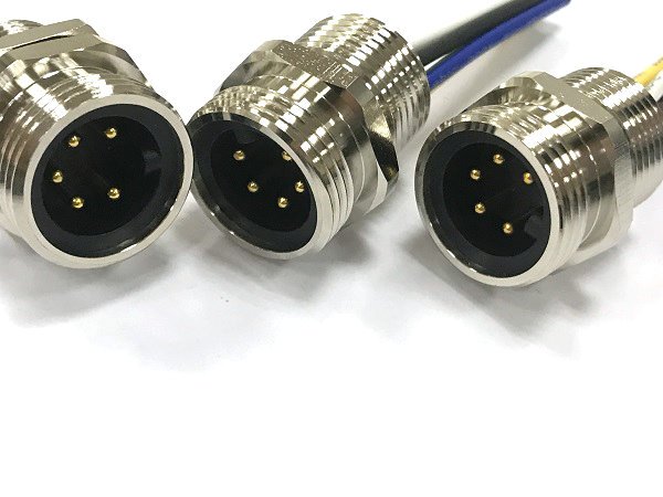 M12焊板式插座3 4 5 6 8 12 17芯PCB電路板直型插座