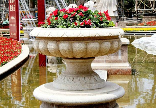 歐式石雕花盆花缽 定制石材花盆 別墅花盆石雕