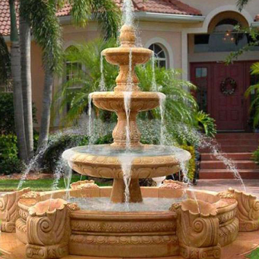 歐式石缽噴泉 石雕噴水庭院擺件 園林噴水雕塑 戶(hù)外大型石雕噴泉定制