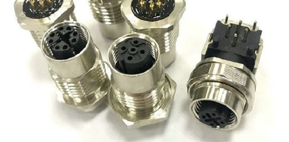 M12焊板式插座3 4 5 6 8 12 17芯PCB電路板直型插座