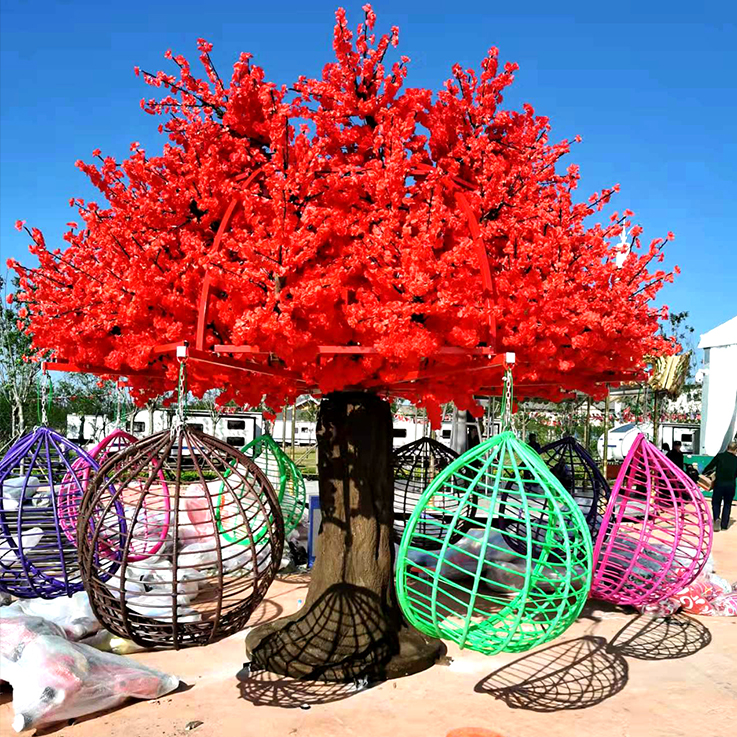 打卡飛行樹(shù)游樂(lè)設(shè)備 發(fā)光鳥(niǎo)巢秋千 網(wǎng)紅櫻花樹(shù)