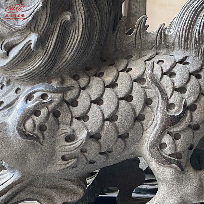 泉州閩興福定制石雕麒麟一對(duì)門口青石麒麟動(dòng)物雕塑擺件