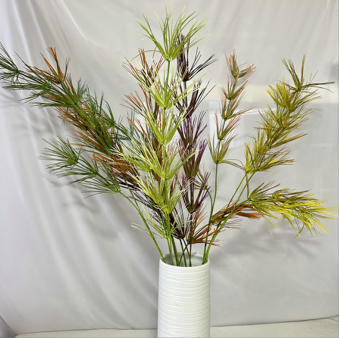 天津竹峰仿真綠植布景插花文竹葉批發(fā)價格 松針森系婚禮插花園藝裝飾
