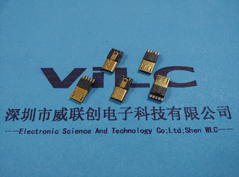 雙面插MICRO USB 夾板式10P公頭 帶板-短路-不短路