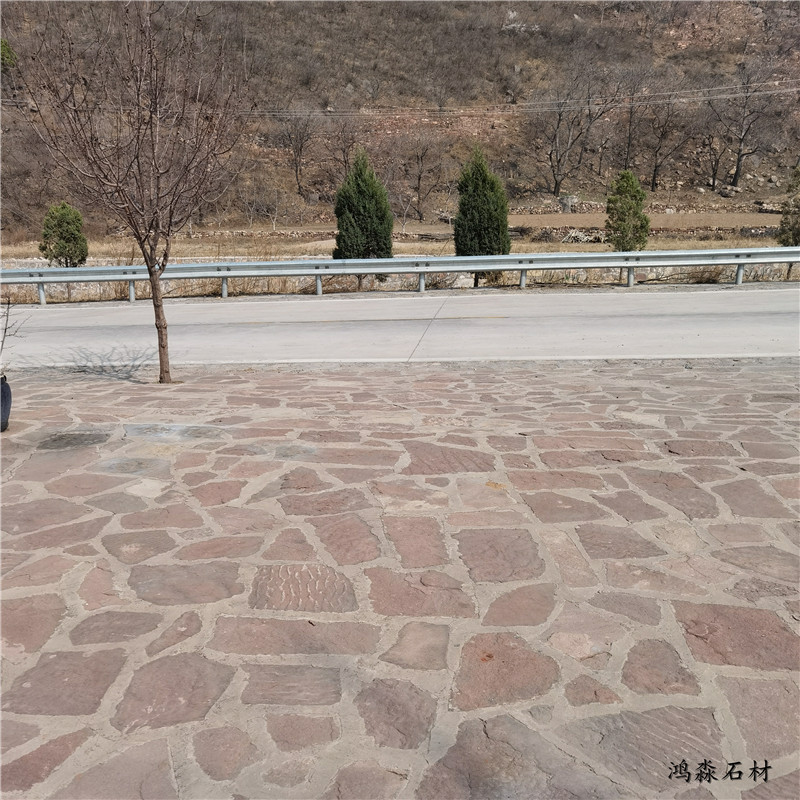 2-4厚-灰色板巖片石碎拼石 粉石英蘑菇石 平毛石鋪路面