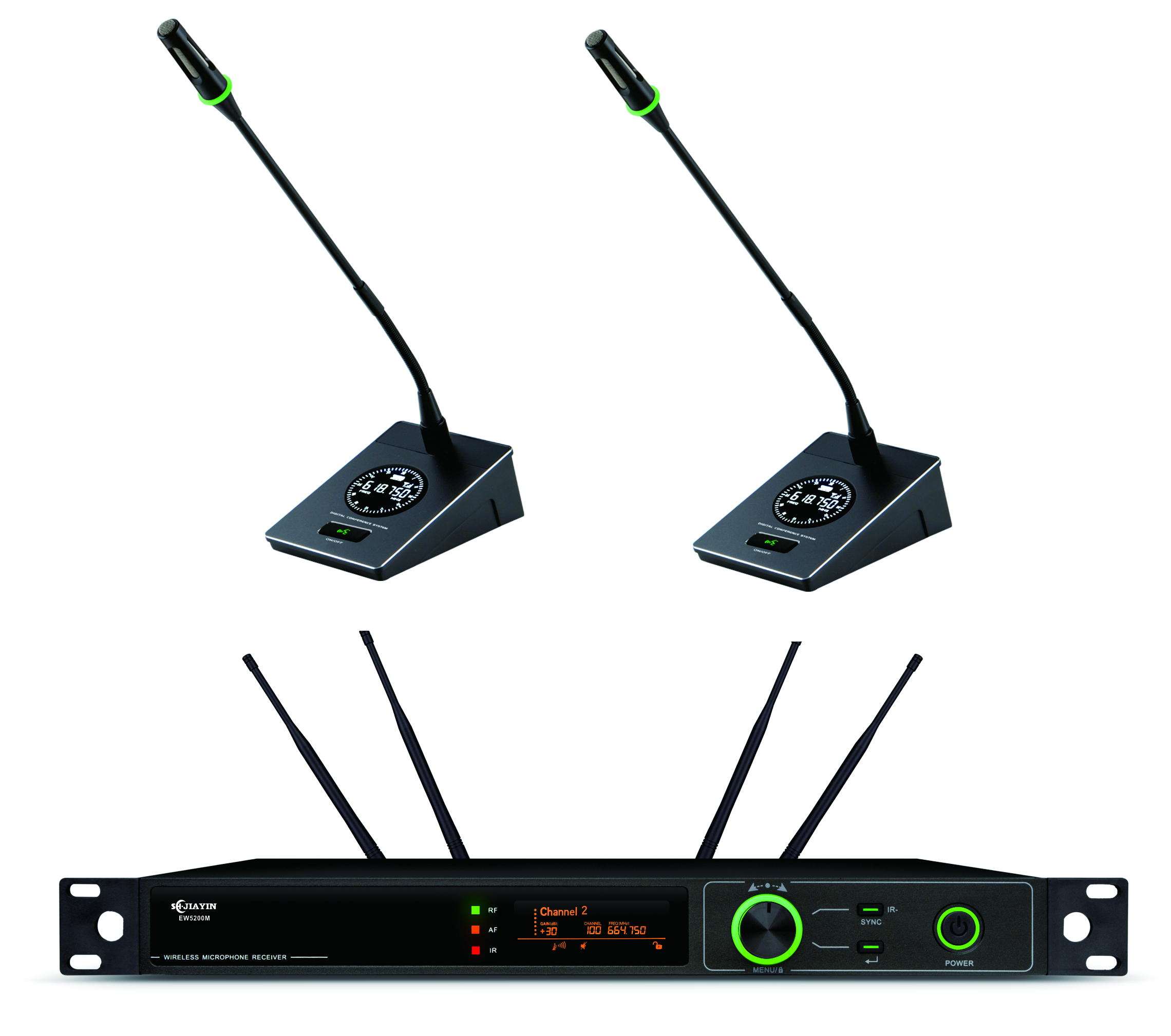 演播室無(wú)線播音話筒SHJIAYIN/聲海佳音EW5200一拖二無(wú)線話筒