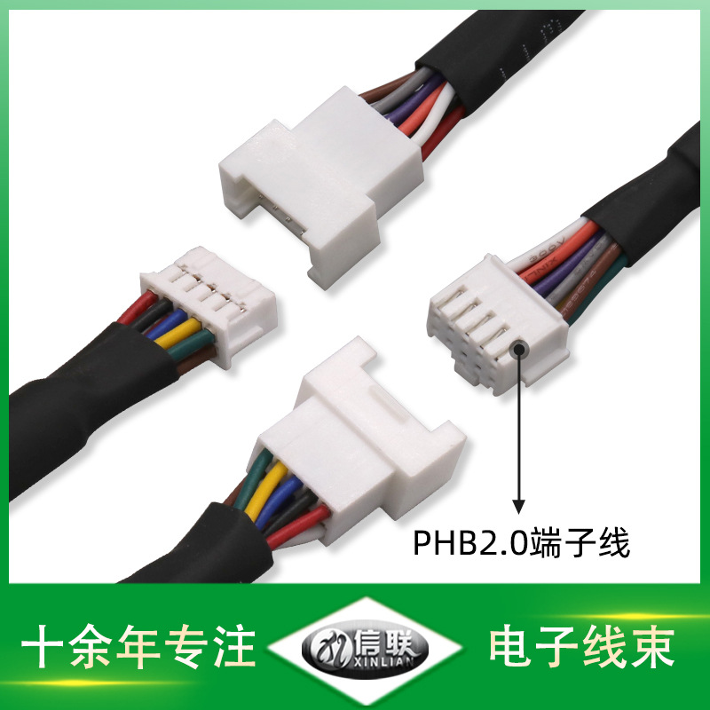 東莞供應(yīng)PHB-2.0雙排短線10pin數(shù)控機(jī)床連接線套玻纖管線插板線帶扣端子線