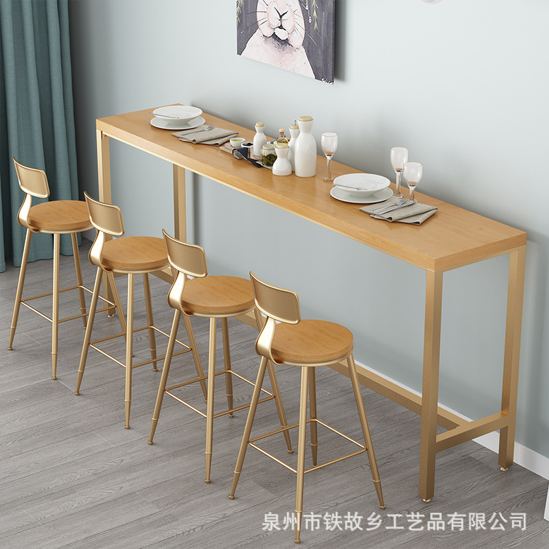 實(shí)木吧臺(tái)桌椅組合 多人實(shí)木吧臺(tái)桌椅組合 休閑高腳桌輕奢桌椅