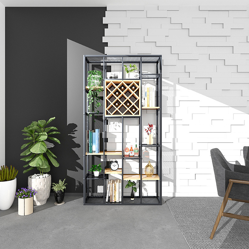 落地酒架 客廳隔板酒架 小戶型落地創(chuàng)意書架 簡約組裝實木置物架
