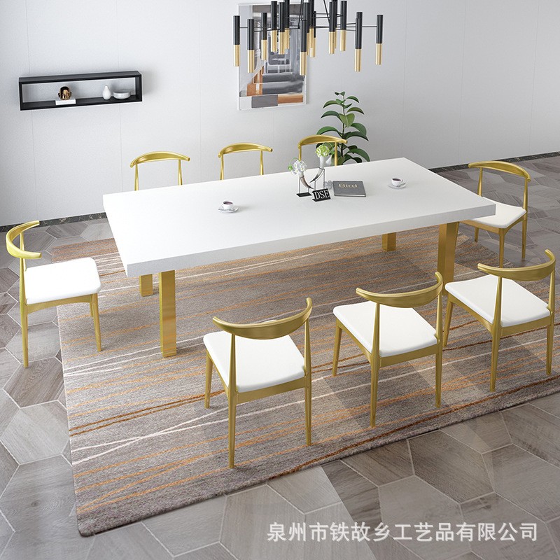 廠家批發(fā)實木辦公桌白色職員多人培訓會議桌鐵藝大型辦公桌椅組合