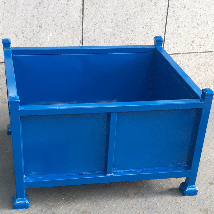 固定鐵箱帶門可堆垛叉車搬運(yùn)金屬周轉(zhuǎn)箱 帶門可吊裝汽配物流箱