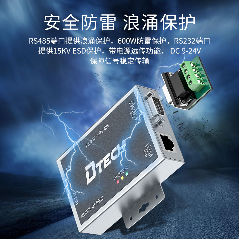 RS232轉(zhuǎn)RS485轉(zhuǎn)換器  工業(yè)級防雷防浪涌232轉(zhuǎn)485通訊轉(zhuǎn)換器
