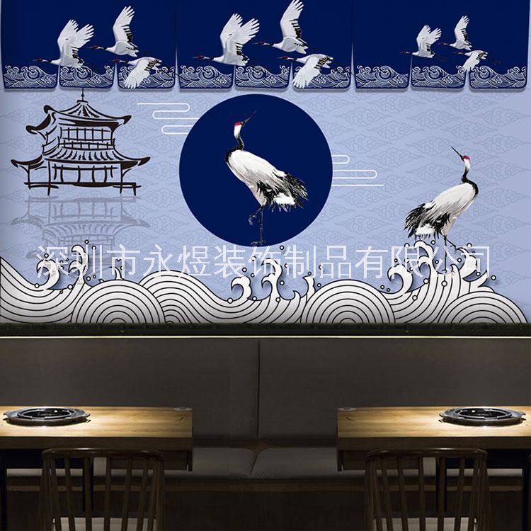 中式密室逃脫劇本殺背景墻壁紙國(guó)潮中國(guó)風(fēng)仙鶴閣樓墻布3d山水壁畫 墻紙 壁紙 墻布 壁布 背景墻