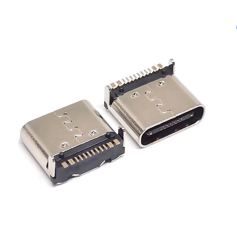 Type-C 16Pin母座 板上四腳插板DIP 加高1.0MM 墊高型USB3.1連接器