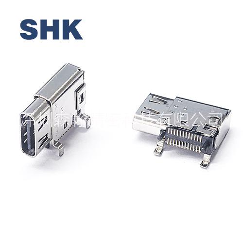SHK森翰精密供應(yīng)TYPE-C母座連接器 24pin 側(cè)插 雙殼 3U