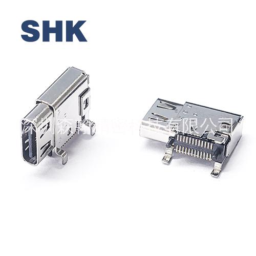 SHK森翰精密供應(yīng)TYPE-C母座連接器 24pin 側(cè)插 雙殼 3U